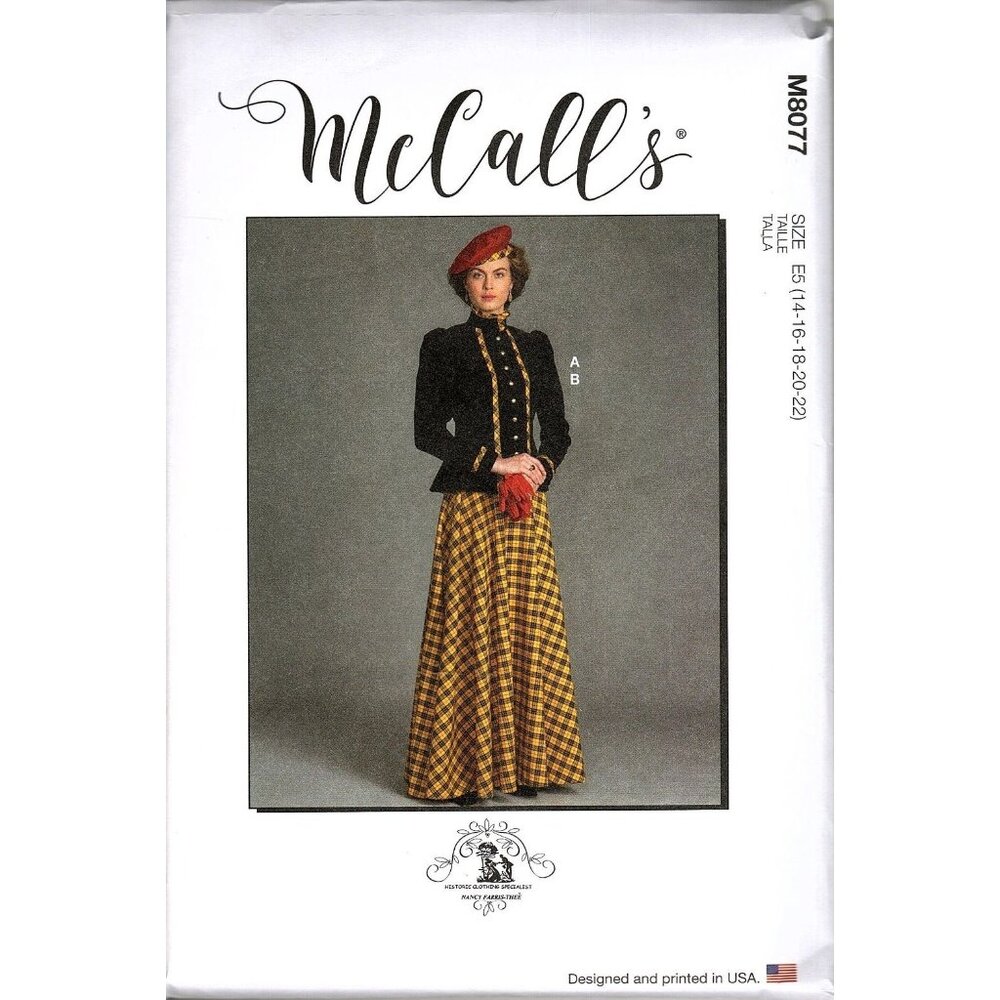 McCalls M8077 Misses 14 to 22 Historical Jacket and Skirt Uncut Sewing Pattern